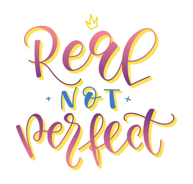 Real not perfect multicolored calligraphy with doodle crown