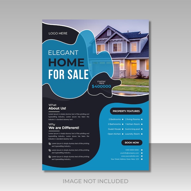 Real state house agency flyer design template or brochure cover