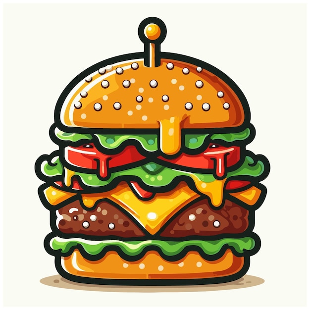 real stick Vector burger flat color