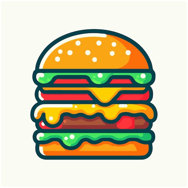 real stick Vector burger flat color