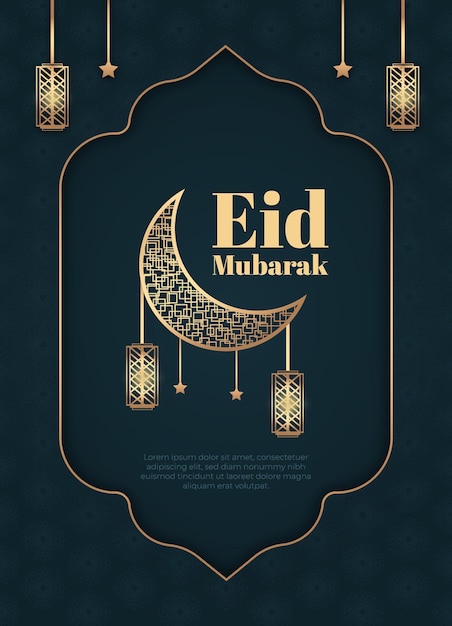 Realastic Islamic Eid mubarak poster template design