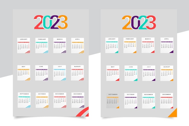 Realistic 2023 new year clean calendar template