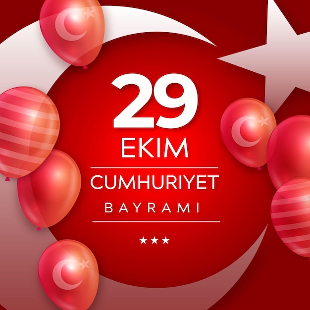 Realistic 29 ekim with balloons