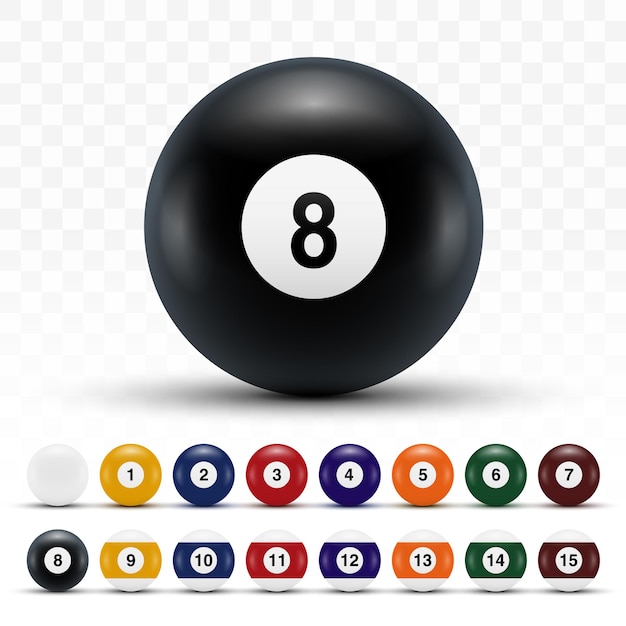 Vector realistic 3d billiard balls with shadows