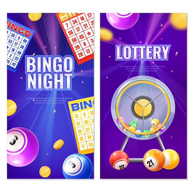 Realistic 3d bingo banner set