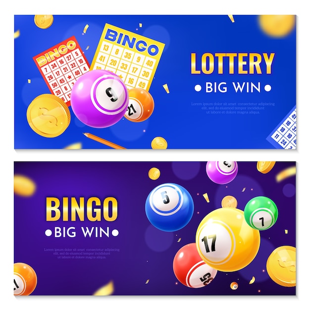 Realistic 3d bingo banner set