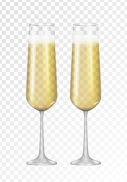 Realistic 3D champagne Golden Glass Icon isolated