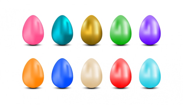 Realistic 3d colored easter eggs