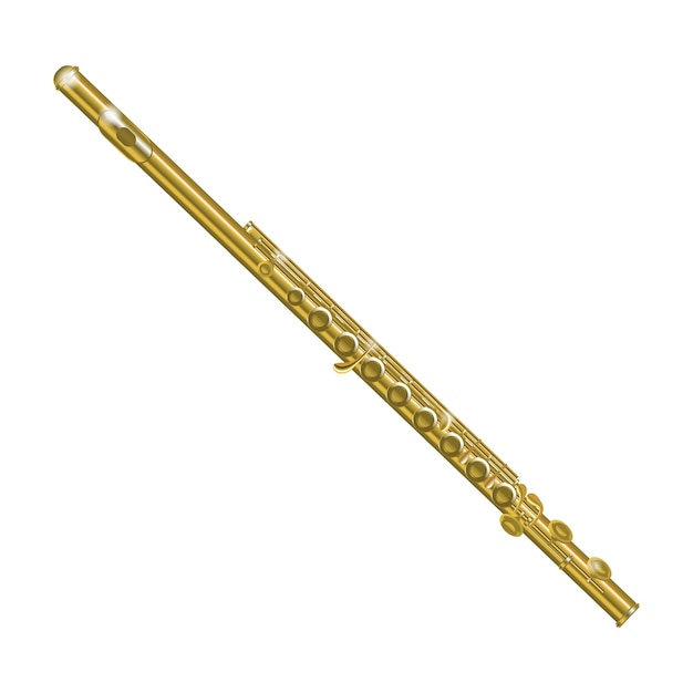 Vector realistic 3d detailed golden classical flute musical vector