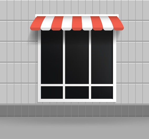 Vector realistic 3d detailed store building facade window vector