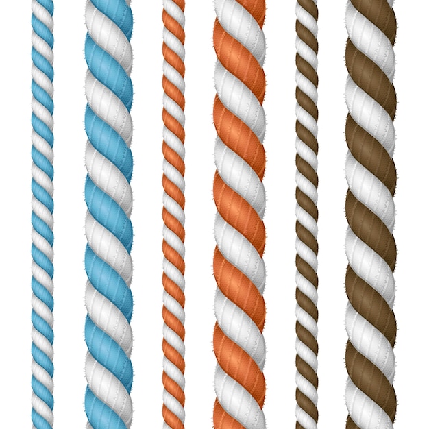 Realistic 3d Detailed Thickness Rope Line Set Vector