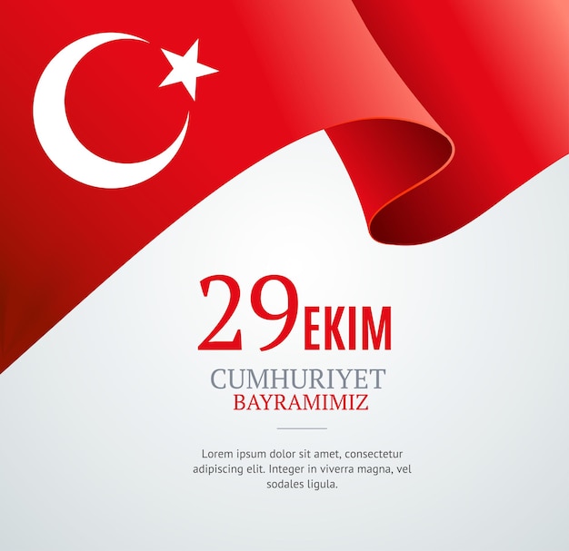 Realistic 3d Detailed Turkey Flag Banner Background for Web and App Design Vector illustration of Travel Poster