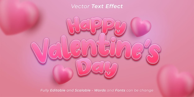 Realistic 3d Heart with editable text effect happy valentines day banner, valentine's day background