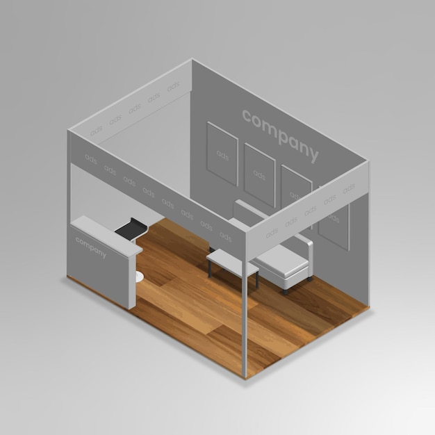 realistic 3d isometric exhibiton stand