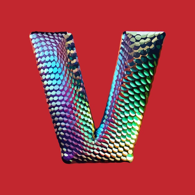 Vector realistic 3d letter v with jungle effect