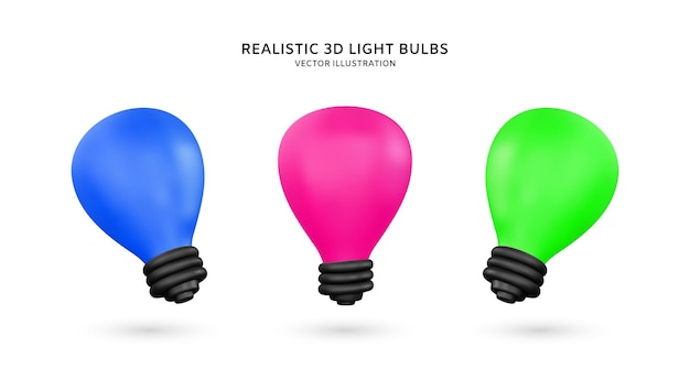 Realistic 3d light bulbs vector illustration