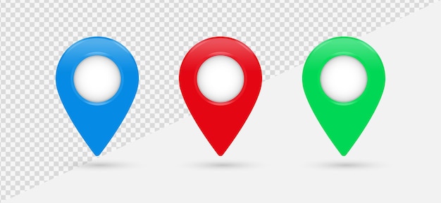 Realistic 3d location icon map pointer pin symbol in modern 3d rendering icons