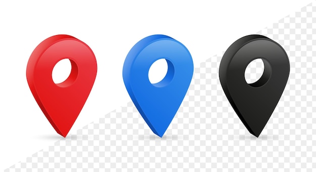 Realistic 3d location icon map pointer pin symbol in modern 3d rendering icons