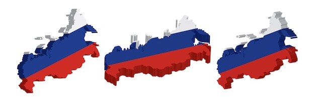 Realistic 3D Map of Russia Vector Design Template