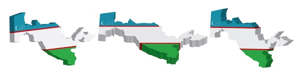 Realistic 3D Map of Uzbekistan Vector Design Template