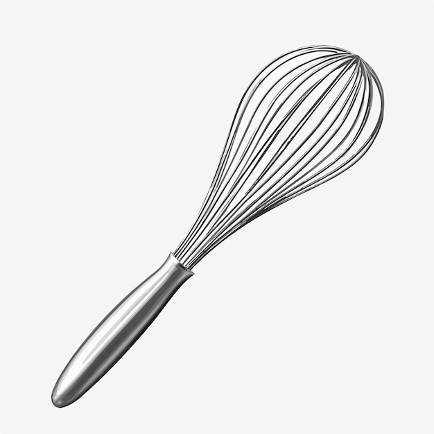 Realistic 3D Metal Wire Steel Whisk Icon