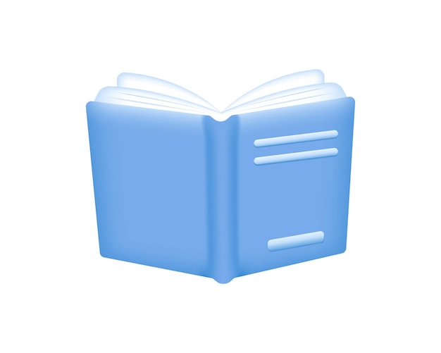 Realistic 3d open book icon isolated on white background Education element