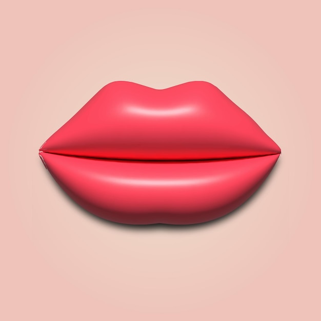 Realistic 3d pink lips Vector