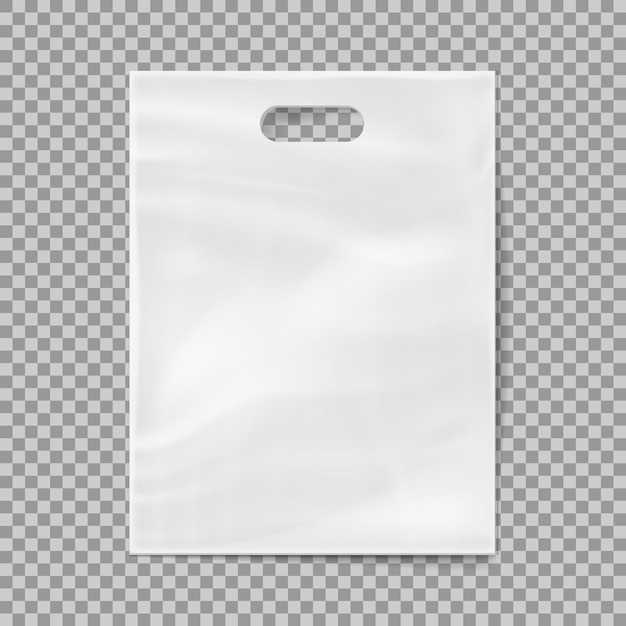 Realistic 3d plastic bag isolated on transparent background Vector illustration