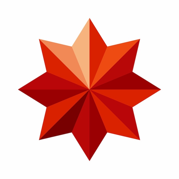 Realistic 3D star shape Low poly red star vector