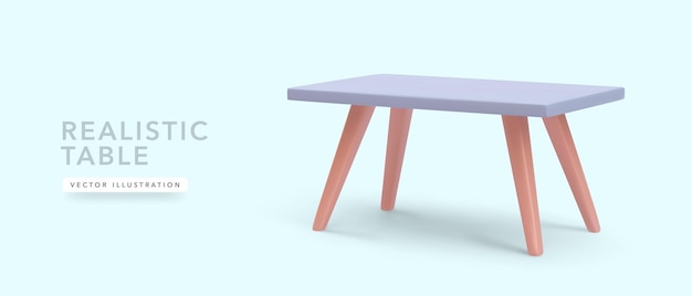 Realistic 3d table with shadow isolated on light background Vector illustration