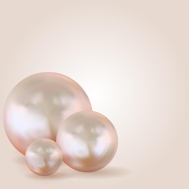 Realistic 3d three pearls