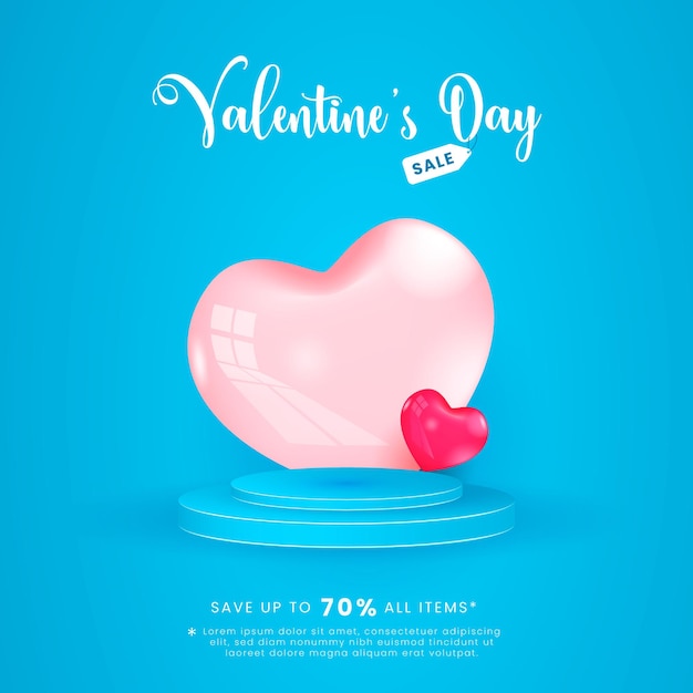 Realistic 3d valentine's day social media post