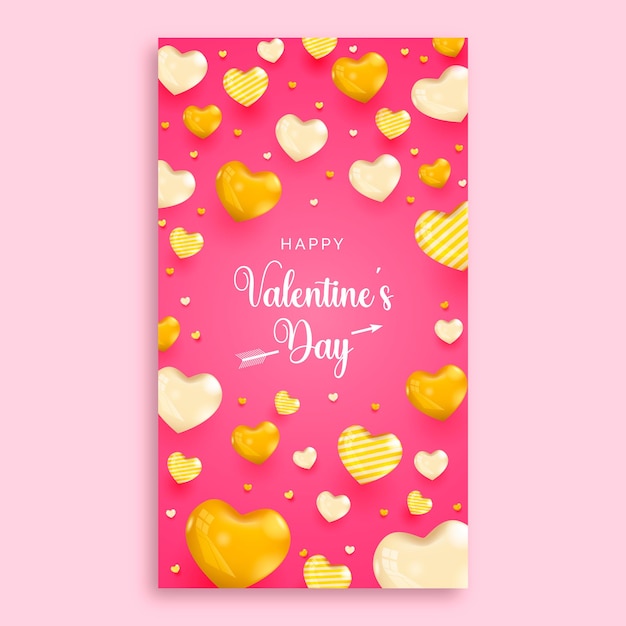 Realistic 3d valentine's day social media story