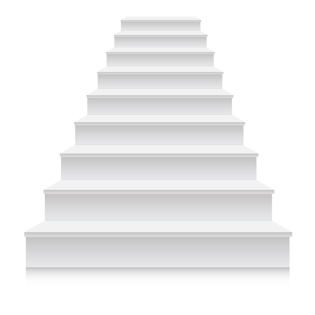 Realistic 3D white stair step