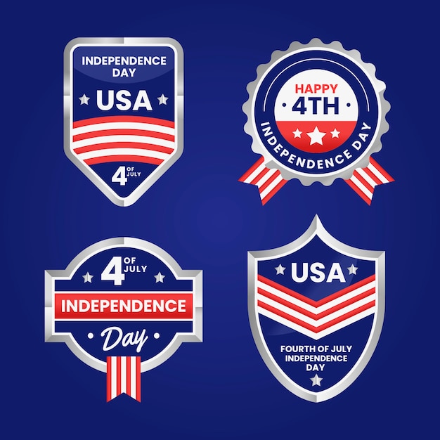 Realistic 4th of july logo collection