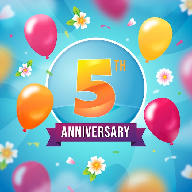 Realistic 5 years anniversary card