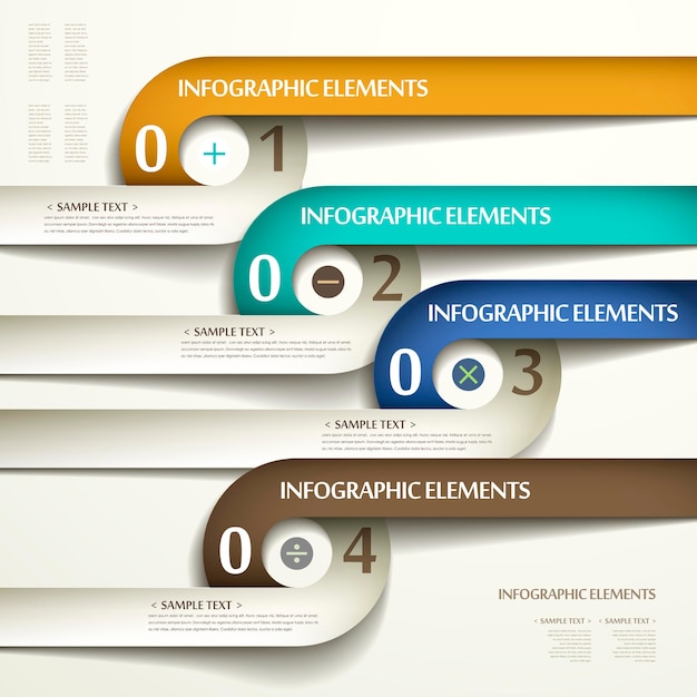 Realistic abstract 3d paper infographic elements