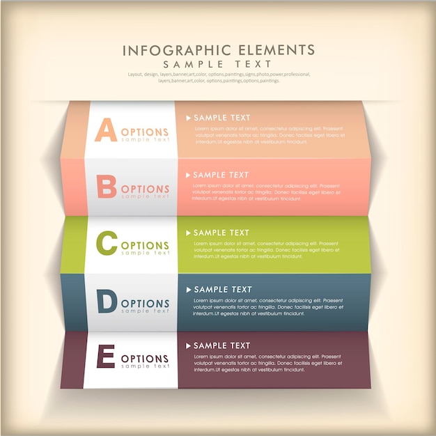 Realistic abstract 3d paper infographic elements