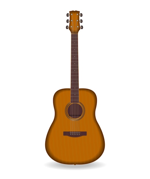 Realistic Acoustic Guitar Illustration, Musical Instrument Vector