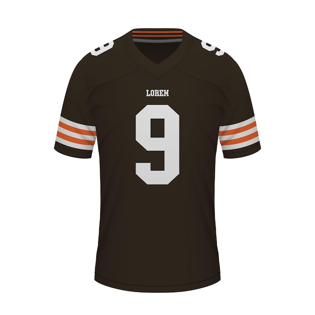 Realistic American football shirt of Cleveland jersey template