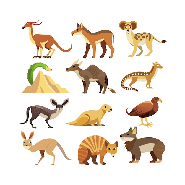 Vector realistic animals icon set illustration