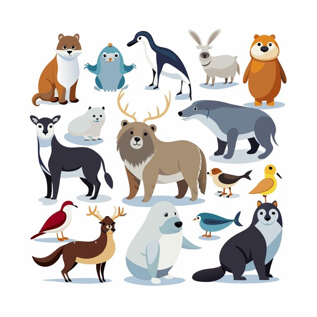 Realistic animals icon set illustration