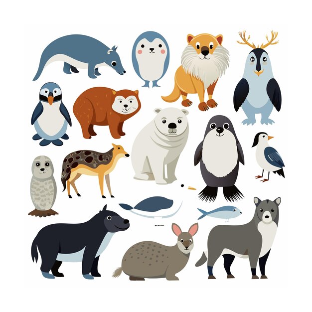 Realistic animals icon set illustration