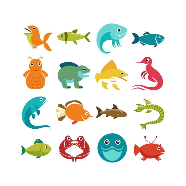 Vector realistic animals icon set illustration