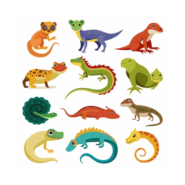 Realistic animals icon set illustration