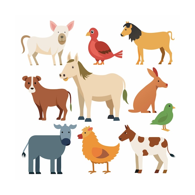 Realistic animals icon set illustration