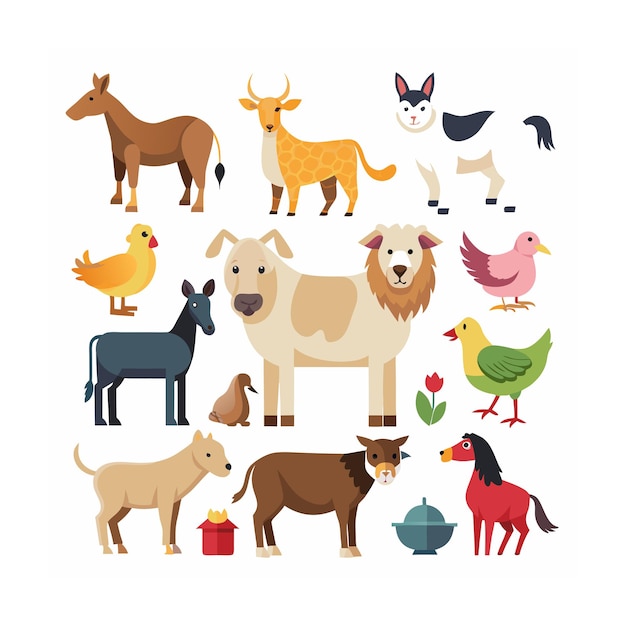 Vector realistic animals icon set illustration