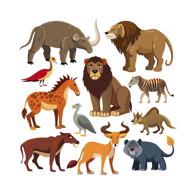 Vector realistic animals icon set illustration