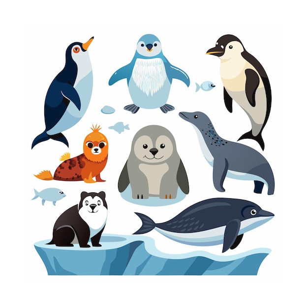 Realistic animals icon set illustration