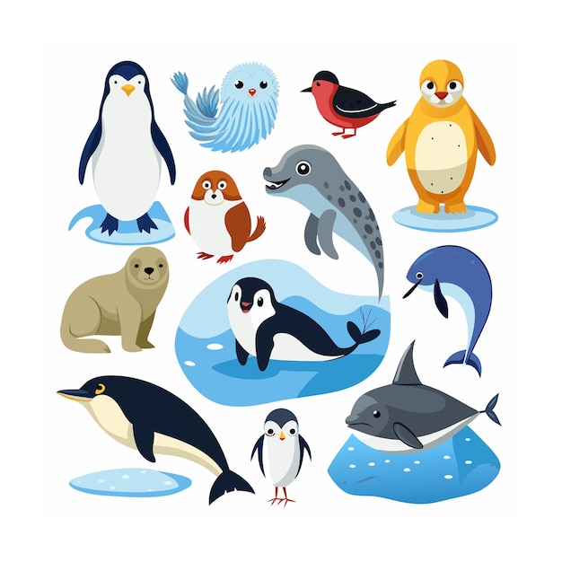 Realistic animals icon set illustration